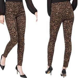 Classy Leopard Print Slim Ankle Slacks Cotton & Spandex Fun Flirty Trendy Pants